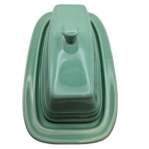 Vintage Fiesta Sea Mist Green Covered Butter Dish Retired Color HLC USA